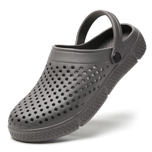 XJITIGER Waterproof Garden Clogs for Women: Classic Comforts - Slip On Lightweight Beach Sandals Solid Grey 44
