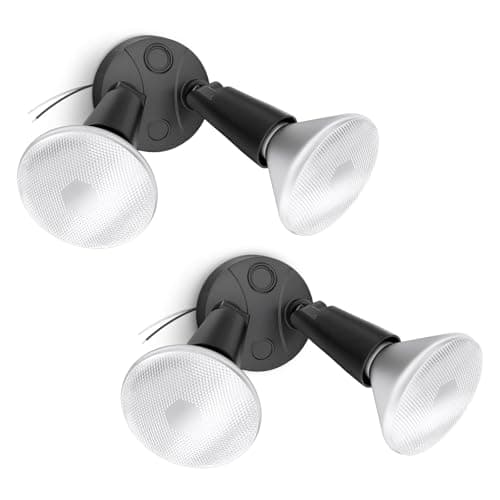 Onforu 2-Pack Adjustable Twin PAR Holder, Outdoor Flood Light Fixture Max 300W (Bulbs Not Included), Switch Controlled Security Lights, Exterior Flood Lighting for Garage, Driveway, Porch