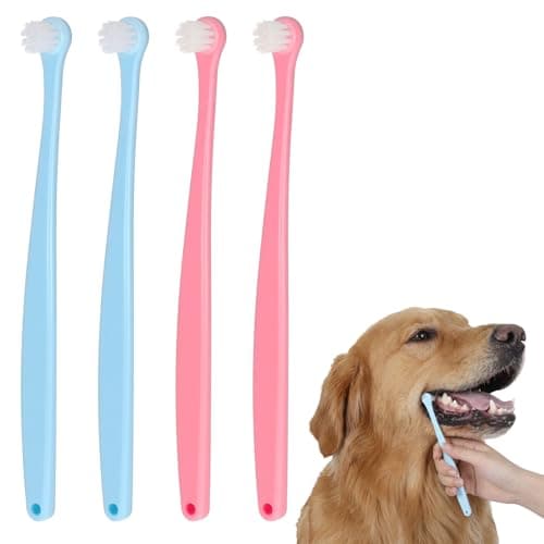4PCS Small Dog Toothbrush, Mini Head Soft Pet Toothbrush, Ergonomic Cat Tooth Brush for Puppies, Kittens and Other Small Pets, Individually Packaged, Portable and Easy to Use, Convenient for Travel