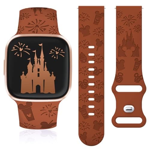 Girovo Engraved Cartoon Band Compatible with Fitbit Versa 2 Bands/Versa Lite/Versa Women, Cute Soft Silicone Replacement Straps Bracelet Sport Designer Fancy Summer Wristbands for Fitbit Versa SE