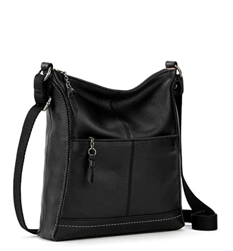 The Sak Lucia Crossbody Bag in Leather, Convertible Purse with Adjustable Strap, Black