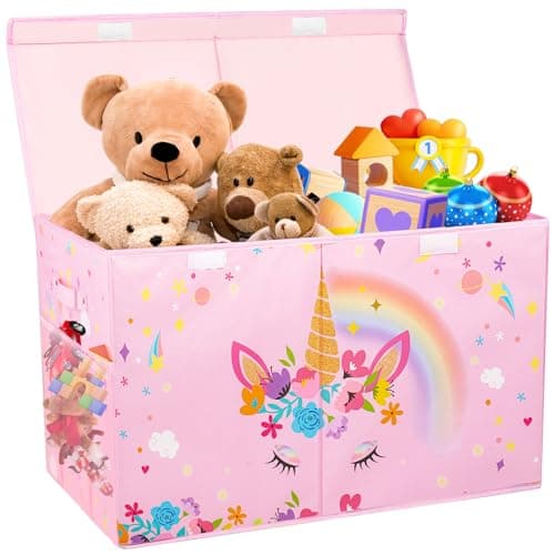 Large Toy Box, Sturdy Kids Storage Organizer for Boys Girls, 25"x13"x16"