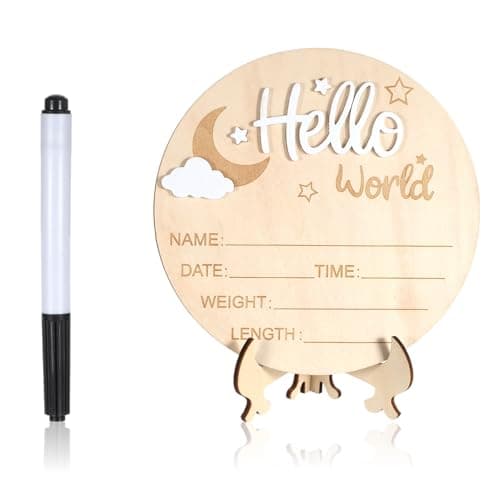 Baby Announcement Sign Welcome Sign, Moon Birth Stats Signs with Base