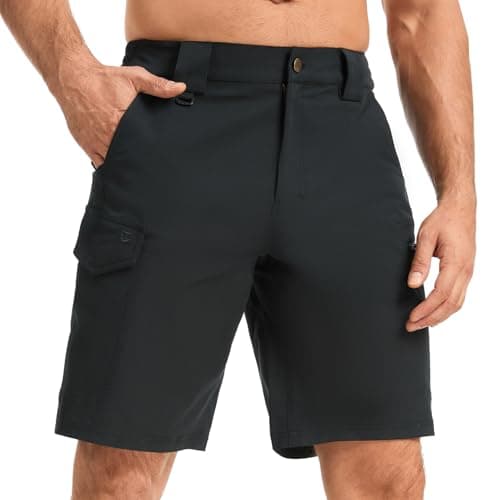 VisionTac Men's Tactical Shorts 10.5" Ripstop Water Resistant Outdoor Cargo Shorts for Hiking Camping with 6 Pockets Black 36W
