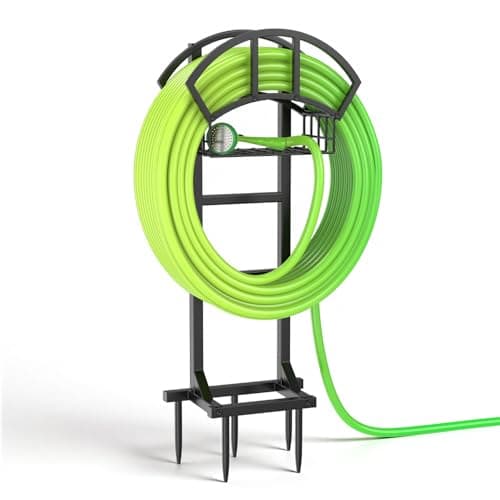LASZOLA Garden Water Hose Holder Hanger Freestanding Reel for Outside Black