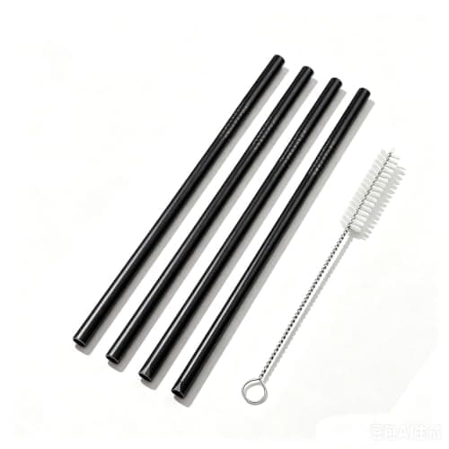 8.46" Stainless Steel Straws(4 PCS,black)