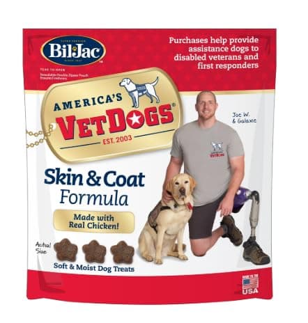 (1 Pack) VetDogs Veteran's K-9 Corps Skin & Coat Formula Dog Treats - Soft & Moist, Chicken, 10 oz