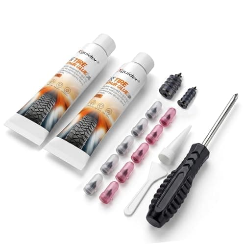 Xguider Tire Repair Kit, 20ml Repair Glue, 10 Rubber Nail Plugs