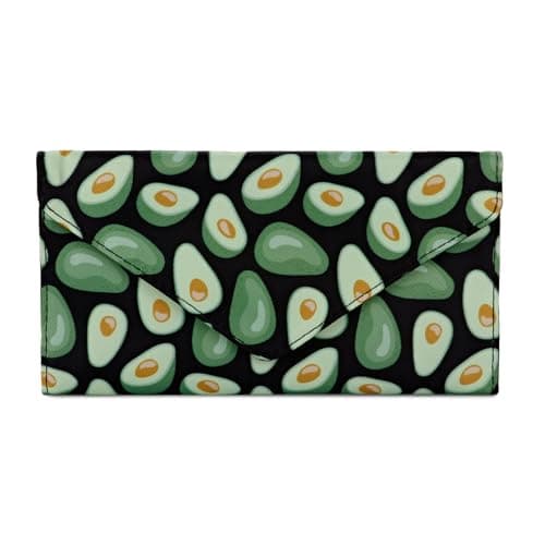 HAWEE Envelope Wallet with Card Holder Avocade Fruit Print Clutch Water Repellent Washable Cloth Purse for Women