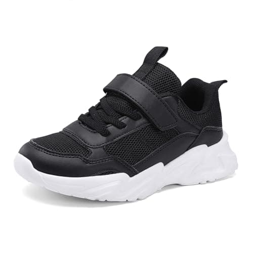SOPMDH Unisex-Child Black Tennis Shoes Breathable Sneakers for Boys Girls Lightweight Running Shoes Kids Toddler/Little Kid/Big Kid Gym Footwear