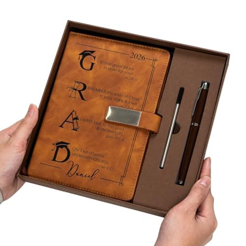 Graduation Motivation God Has Great Plans For You - Personalized Notebook Set, GRAD Custom Name Leather Journal, Senior 2026 Gifts for Daughter Son, Graduation Gifts for High School College Graduates