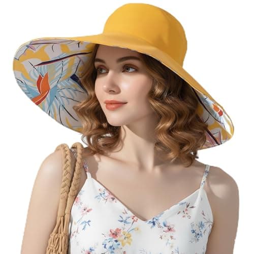 KAICAILA Women Bohemian Reversible Floral Sun Hat Wide Brim Fishing Hats