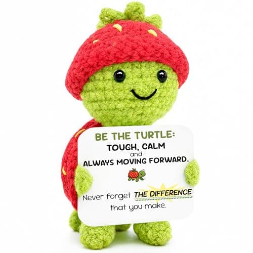 THEGIFTY Teen Girl Gifts Trendy Stuff Graduation Gifts, Strawberry Turtle Crochet – “Be The Turtle” Positive Crochet Animals, Handmade Stuffed Animal, Employee Appreciation Gifts Positive Turtle Gift
