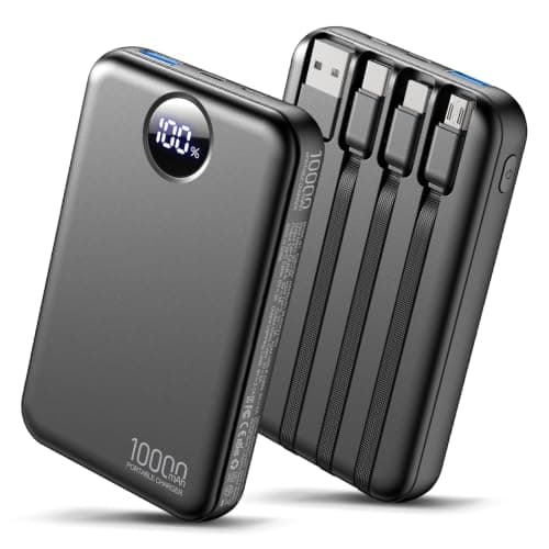 Zmmyuluo Portable Charger 10000mAh with 4 Built-in Cables 40% Smaller