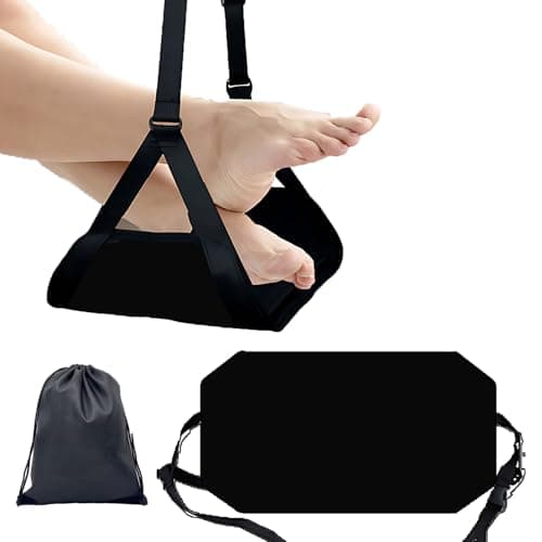 Yangbliss Airplane Foot Hammock for Plane Travel Ajustable Foot Rest for Plane Comfort Sling Airplane Gadgets for Adult Long Fling,Plane Travel Essentials (Black)