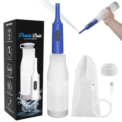 Hibbent Portable Bidet for Travel, High Pressure Electric Handheld Bidet Sprayer, 350-550ML Expandable Bottle for Personal Hygiene, USB-C Rechargeable Waterproof, Travel Sprayer for Women & Men, Blue
