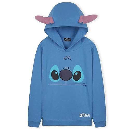 Disney Girls Hoodie - Soft Hooded Sweatshirt for Kids and Teenagers(Blue, 7-8 Years)