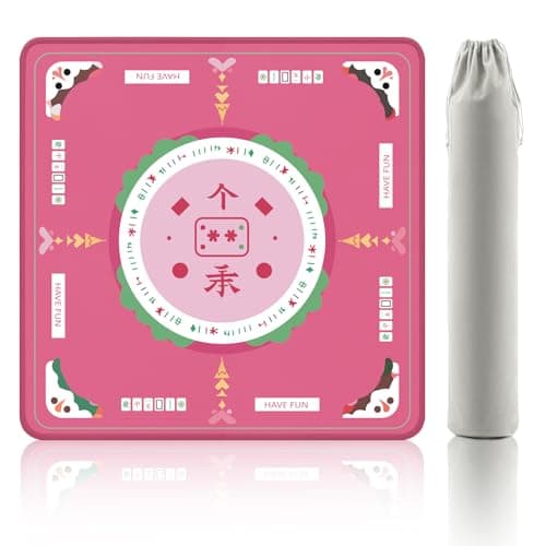 2F22E American Mahjong Mat with Rules, 32.4 Inch, Pink