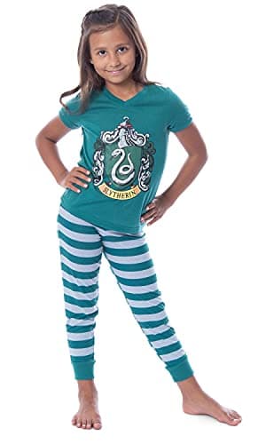 Harry Potter Big Girls' Slytherin House Crest Pajama Set-All Houses (10/12)