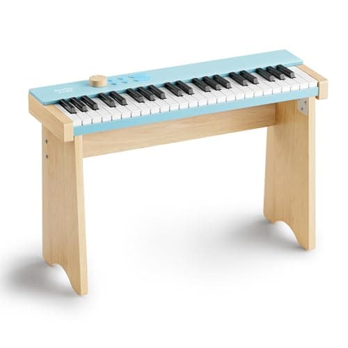 Eastar Kido Kids Piano Keyboard, 44 Keys Digital Piano for Kids, Music Educational Instrument for Beginner, Mini Wood Keyboard Piano for Toddler, Included Stand, Light Blue