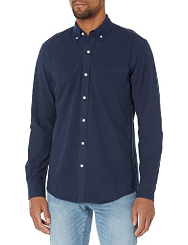 Amazon Essentials Men's Button-Down Long Sleeve Casual Pocket Oxford Shirt, Navy, X-Small