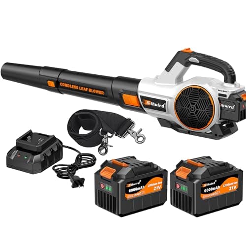 Sihuird Leaf Blower Cordless, 690CFM Electric Leaf Blowers with 2 x 6.0Ah Batteries and Charger, 1 x Adjustable Shoulder Strap, Blowers for Lawn Care, Patio, Dust, Blowing Leaves -SL9503