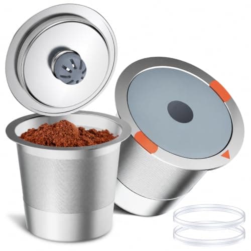 Noalto Reusable K Cups and Coffee Pods,Universal stainless steel k Cups for Keurig 2.0 and 1.0 Coffee Makers machine(2pack)