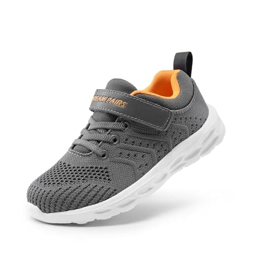DREAM PAIRS Boys Girls Shoes Kids Tennis Footwear EZ-Ons GoGetters Running Athletic School Sneakers for Little/Big Kid,Size 10 Toddler,Grey/Orange,KD18001K