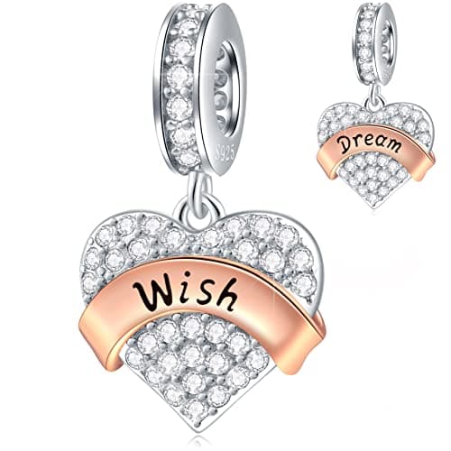 Wish and Dream Heart Dangle Charm for Pandora Style Bracelet