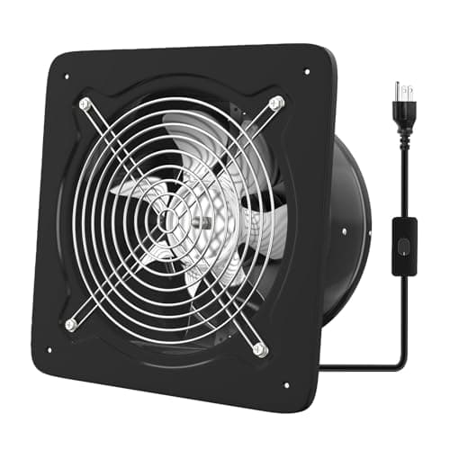 FanGoFast 8 inch Exhaust Fan, Kitchen Exhaust Fan for Wall, Potable Window Exhaust Fans, 576CFM Wall mounted Bathroom Fan with Check Valve for Kitchen, Workshop, Basement (Black)