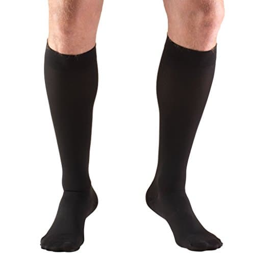 Truform 20-30 mmHg Compression Stockings for Men and Women, Knee High Length, Closed Toe, Black, Medium