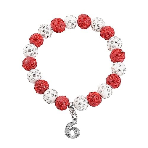 POTIY Red Sorority Gift Red Beads Bracelet with Numbers Sorority Jewelry for Women (Red-6)