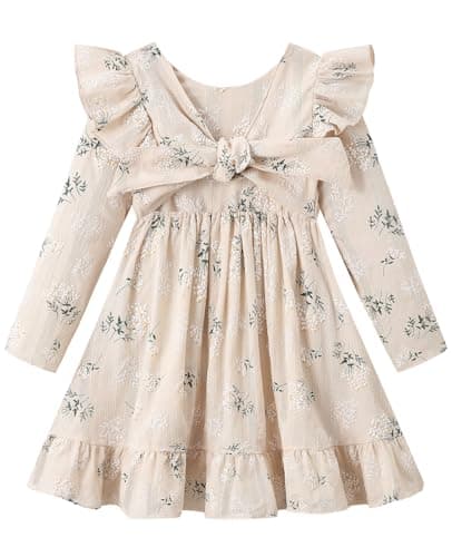 Dutebare Toddler Girls Swing Backless Ruffle Hem Dress 837 Floral 120