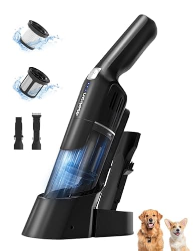 Aspiron Cordless Handheld Vacuum, 24KPA Powerful Car Vacuum, 2-Speed, 2 Charging Methods, Wireless Charger, Ergonomic Handle, Portable Rechargeable Vacuum Cleaner for Car, Home, Black Grey