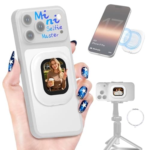 Moman Mini Vlog Selfie Monitor Screen for iPhone, 4K 60fps & Encrypted Private P2P Wireless, Magnetic Back Camera Monitor, 164 ft Range for TikTok, YouTube, Vlog Photo & Video Kits, Cream White