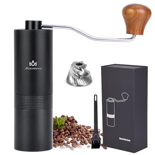 MISCEDENCE Manual Coffee Bean Grinder Internal Adjustable Setting Double Bearing Positioning, hand burr coffee grinders for home use Perfect for Camping