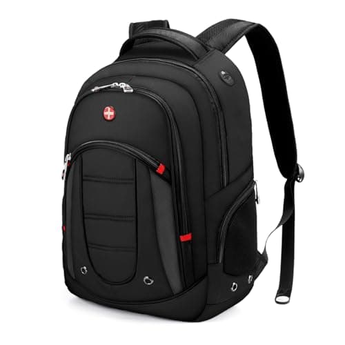 Verlenpaple CROSSGEAR Travel Laptop Backpack for Men, Large Anti-theft Commuter Laptop Backpack, Fit 15.6 Inch Computer, Charging Port, Water Resistant, Business Work Casual Daypack for Women, Black