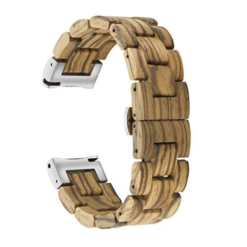 AIYIBEN Quick Release Watch Band, Natural Wood Watch Band, Choice of Strap Colour and Width 18mm, 19mm, 20mm, 21mm, 22mm, 23mm or 24mm (Zebra, 24mm)