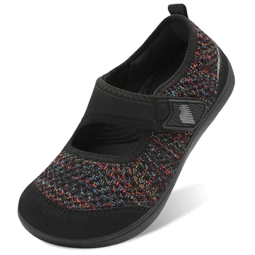 BARERUN Walking Shoes for Women Wide Diabetic Shoes Adjustable Barefoot Casual Sneakers Breathable Zero Drop Arthritis Bunion Swollen Shoes Slip on Indoor Outdoor Mixblack 12 Wide