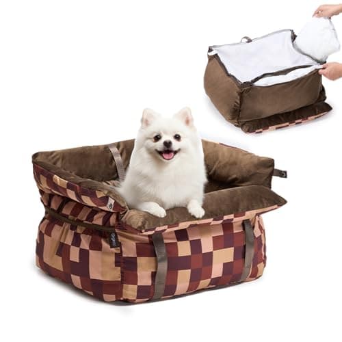 BurgeonNest Dog Car Seat for Small Dogs up to 25 lbs Grid