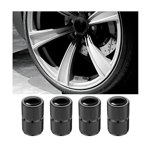 HAMOJUF 4PCS Car Tire Valve Stem Caps, Aluminum Alloy Leakproof Anti-Rust Tyre Air Cover, Dustproof Corrosion Resistant Auto Wheel Stem Cap, Universal for Motorcycle SUV Bike (Black)