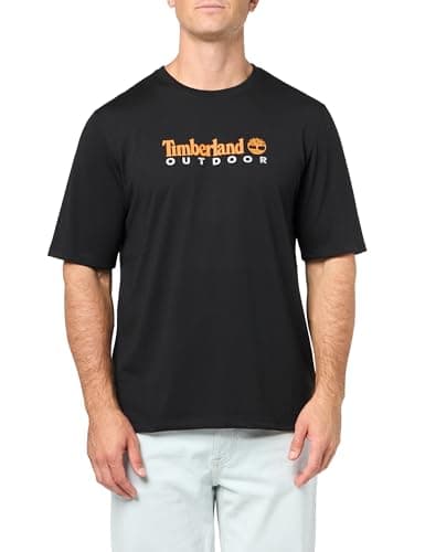 Timberland Men's Anti-UV Printed T-Shirt, Black, Small