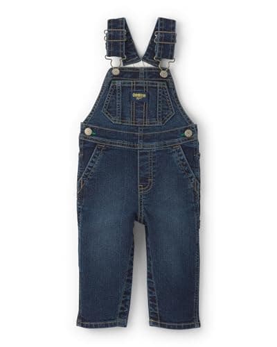 OSHKOSH B'GOSH Boy World's Best Overalls, Blue Dark Wash, 6M