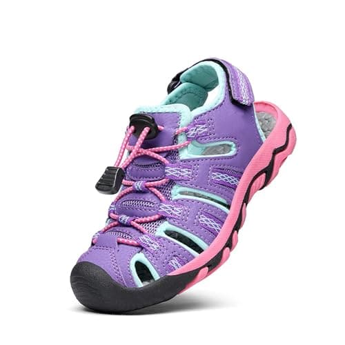 DREAM PAIRS Boys Girls Summer Outdoor Athletic Sport Sandals Walking Hiking Hook and Loop Adjustable Multicolor for Toddler/Little/Big Kids,Size 5 Toddler,Lavender/Baby/Blue/Fuchsia,160912-K