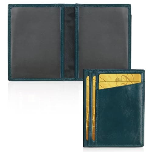 Unaone Slim Minimalist Wallet - Premium Leather RFID Blocking Front Pocket Wallets with 8 Card Slots and 2 ID Window, Drak Green