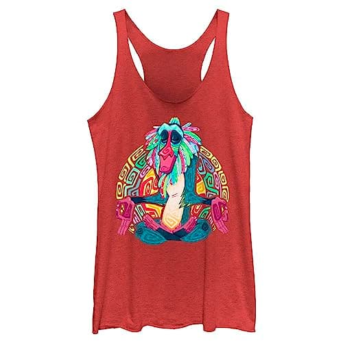 Disney Womens Disney Lion King Freaky Rafiki Tri-Blend Racerback Layering Tank T Shirt, Red Heather, Small