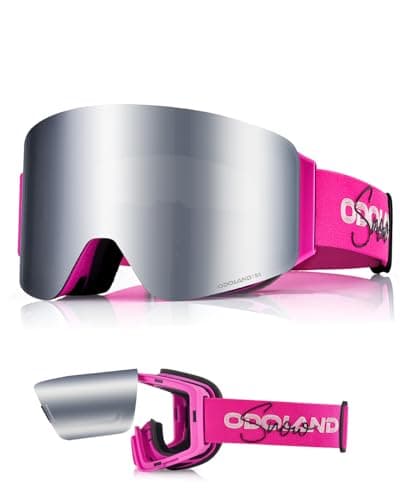 Odoland Flip Up Ski Goggles for Men Women, Anti-fog Magnetic OTG Flip-Up Snow Snowboard Goggles for Instant Defogging