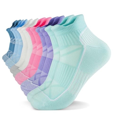 fenglaoda Compression Ankle Socks for Women & Men 6 Pairs Low Cut Running Socks with Arch Support, Cushioned Sole & Heel Tab