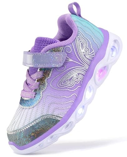 SINOSKY Toddler Girls Led Shoes Kids Light Up Sneakers (6 Toddler,Moon Jelly)
