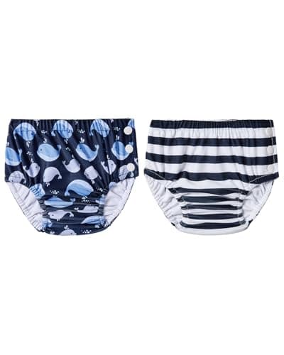 Century Star Baby Reusable Swim Diapers Pool Swimming Diapers Washable Swimming Pants for Toddler Girls Boys Whales&Stripes 6-12 Months